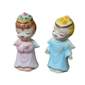 RARE Vintage PY 2762 JAPAN Boy &‎ Girl Angel Figurines Salt & Pepper Shakers